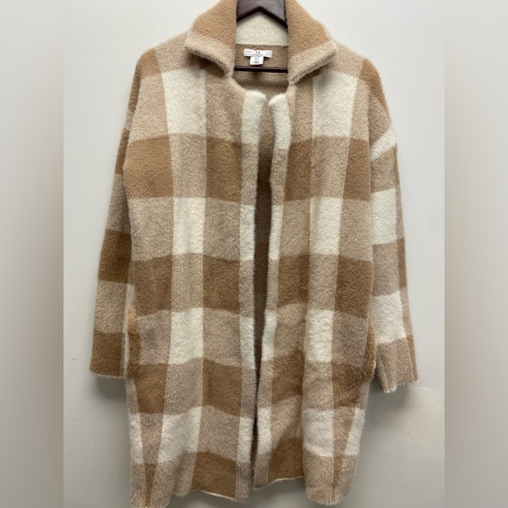 ๐ค H by Halston Buffalo Plaid Knit Cardigan Coat ๐ค Size Small
